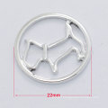 Cute 22mm round silver alloy love dog window plates jewelry for floating memory lockets